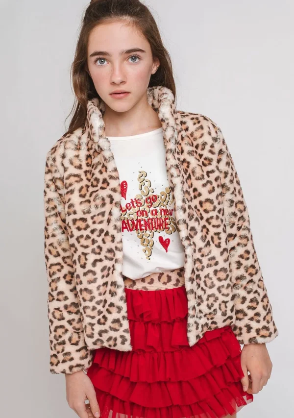 Conguitos Abrigo Pelo De Niña Leopardo^ Chaquetas