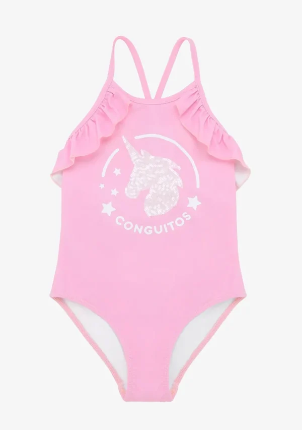 Conguitos Bañador De Niña Volante Rosa^ Baño