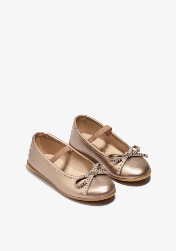 Conguitos Bailarina Lazo Strass Oro^ Zapatos De Ceremonia | Bailarinas
