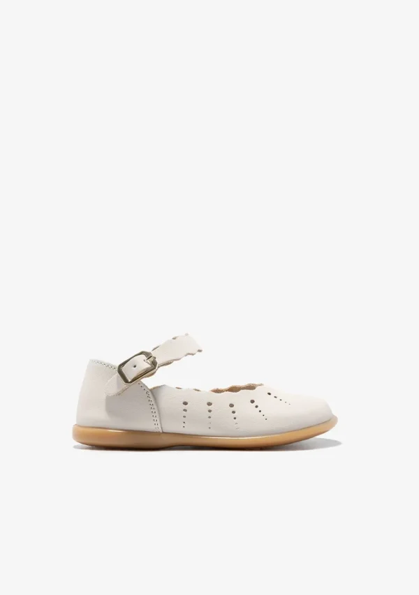 Conguitos Bailarinas De Bebé Hebilla Ondas Beige^ Bailarinas | Zapatos De Ceremonia