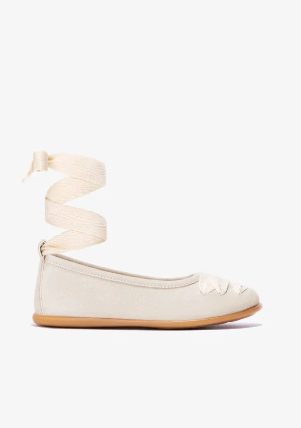 Conguitos Bailarinas De Niña Con Lazo Beige B&W^ Zapatos | Zapatos De Ceremonia