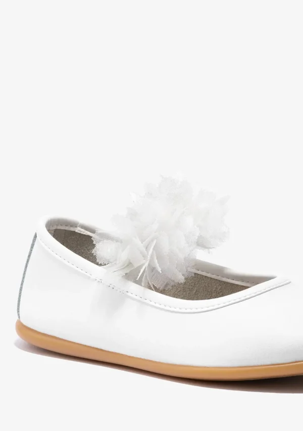 Conguitos Bailarinas De Niña Tul Napa Blanco B&W^ Zapatos | Zapatos De Ceremonia