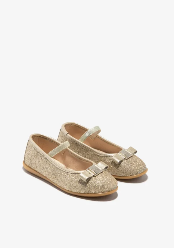 Conguitos Bailarinas Glitter Oro^ Zapatos De Ceremonia | Bailarinas