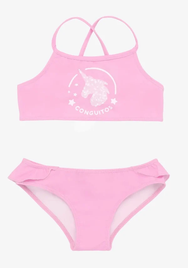 Conguitos Bikini De Niña Volante Rosa^ Baño