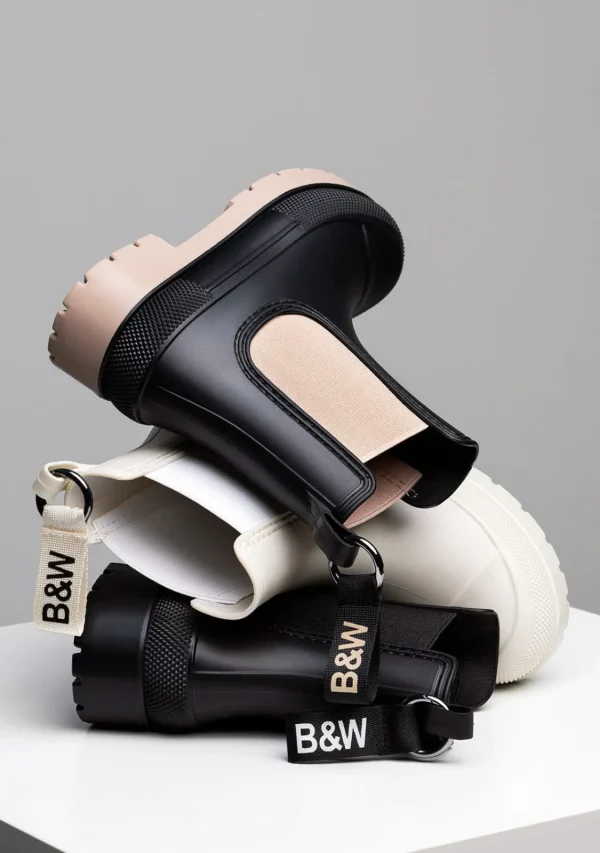 Conguitos Botas De Agua Unisex Negro Beige B&W^ Botas | Botas De Agua