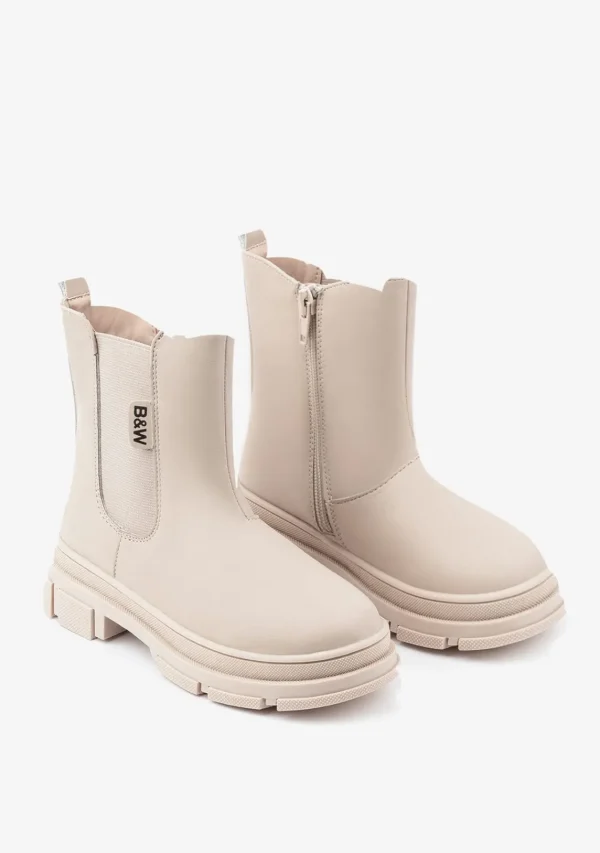 Conguitos Botas De Niña Elástico Napa Beige B&W^ Botas | Botas