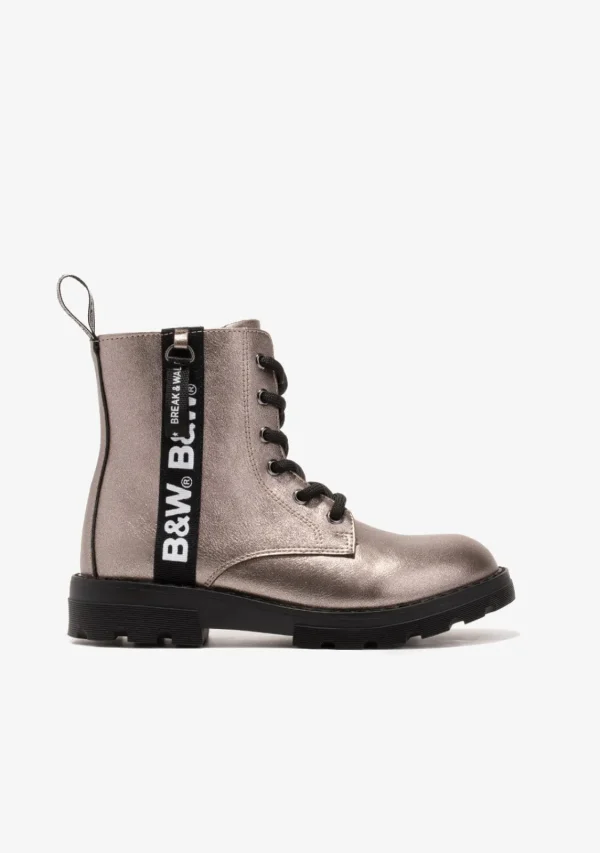 Conguitos Botas De Niña Militares Logo Plomo B&W^ Botas | Botas