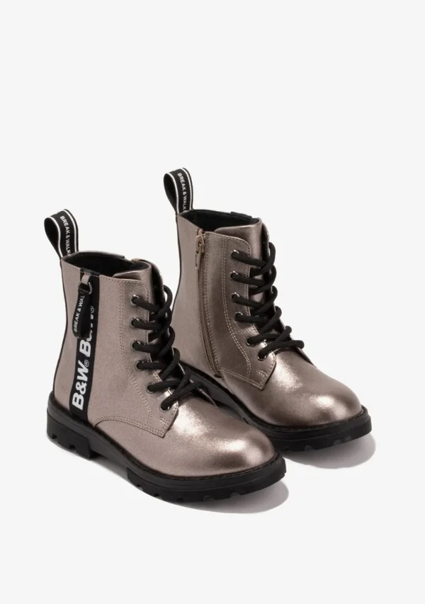 Conguitos Botas De Niña Militares Logo Plomo B&W^ Botas | Botas