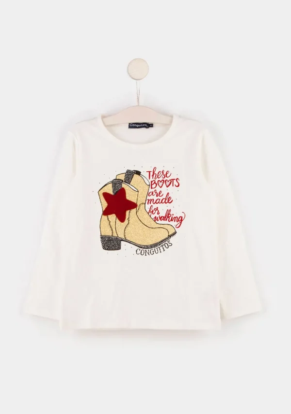 Conguitos Camiseta Con Luz De Niña Botas^ Camisetas | Camisetas Manga Larga