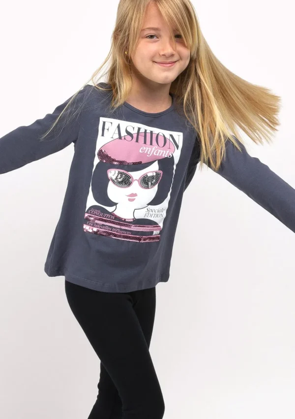 Conguitos Camiseta De Niña Fashion Marengo^ Camisetas | Camisetas Manga Larga