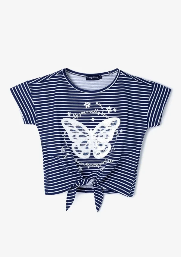 Conguitos Camiseta Nudo De Niña Mariposa Marino^ Camisetas
