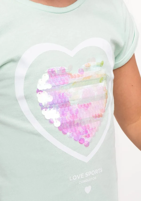 Conguitos Conjunto De Niña Corazón Menta^ Shorts | Camisetas