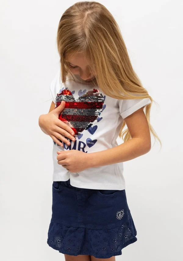Conguitos Falda De Niña Evasé Volante Marino^ Faldas
