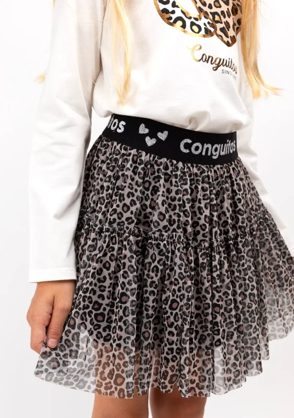 Conguitos Falda De Niña Tul Leopardo^ Faldas