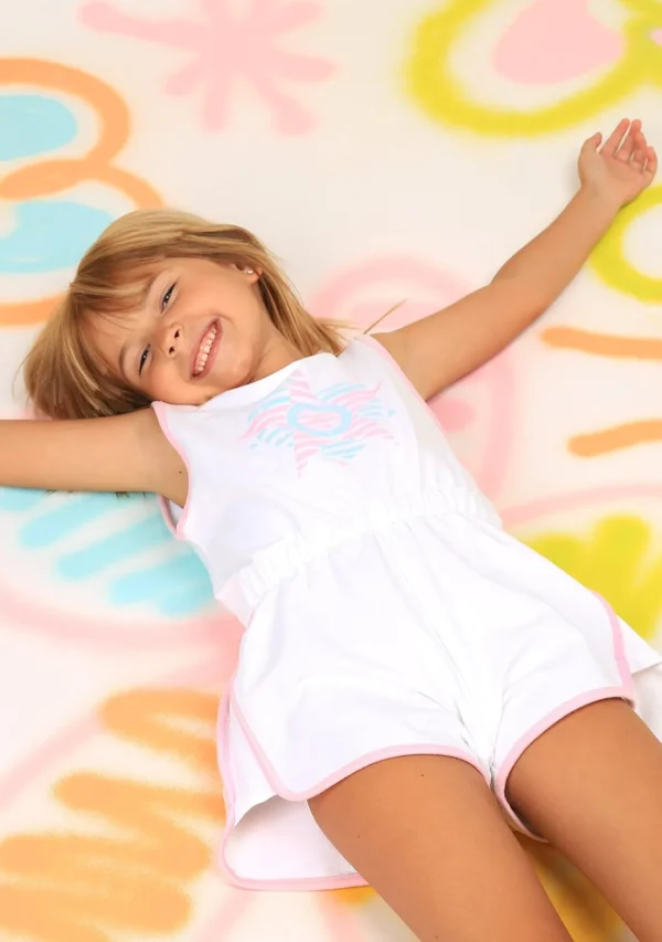 Conguitos Mono Liso Felpa Ribete Blanco Niña^ Vestidos De Verano | Vestidos