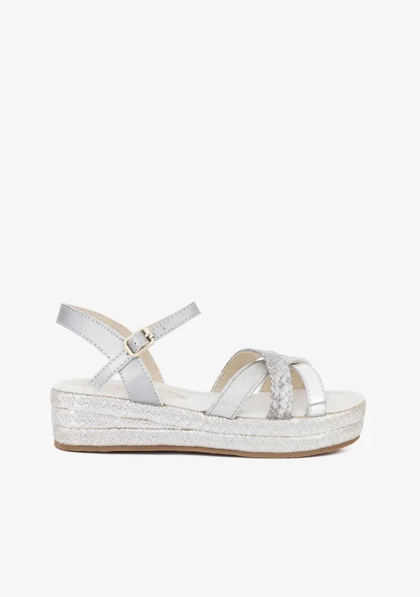 Conguitos Sandalias Cuña De Niña Glitter Plata^ Sandalias | Alpargatas