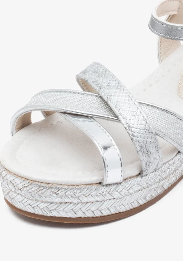 Conguitos Sandalias Cuña De Niña Glitter Plata^ Sandalias | Alpargatas