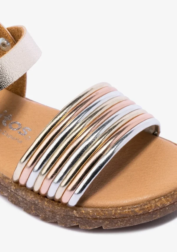 Conguitos Sandalias De Niña Metalizado Platino Multicolor^ Sandalias