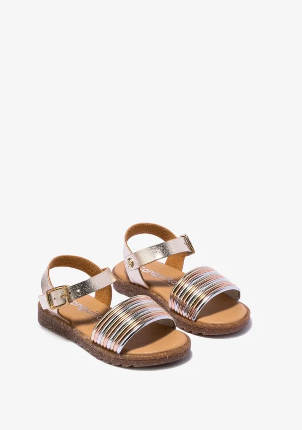 Conguitos Sandalias De Niña Metalizado Platino Multicolor^ Sandalias