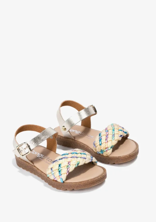 Conguitos Sandalias De Niña Trenzado Metalizado Multicolor^ Sandalias