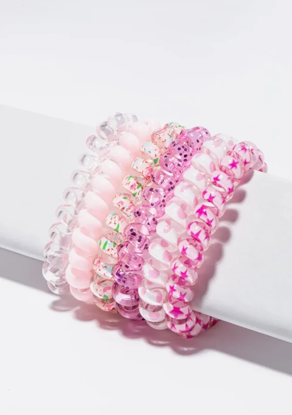 Conguitos Set Coleteros Espiral Rosa^ Para El Pelo