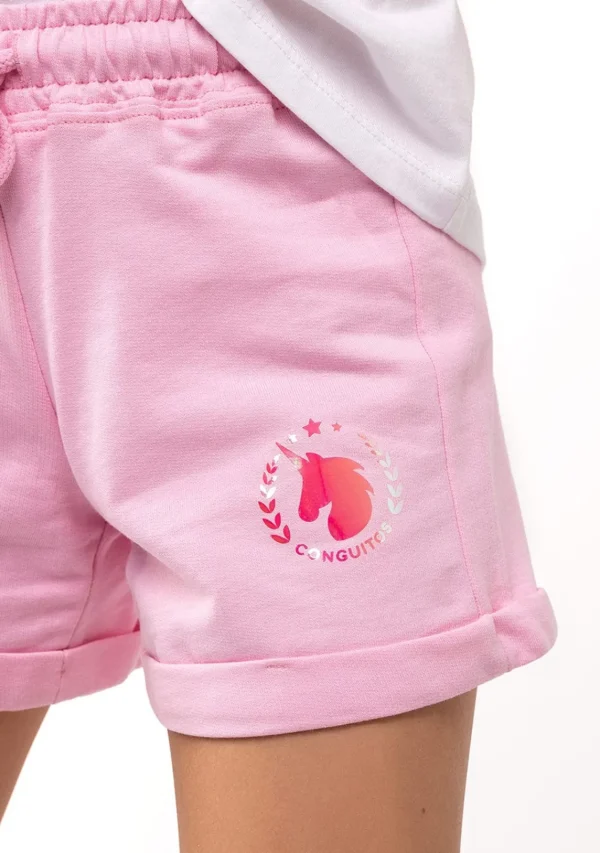 Conguitos Short Deportivo De Niña Liso Unicornio Rosa^ Shorts