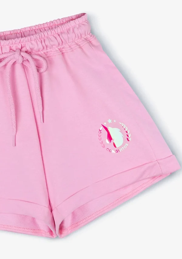Conguitos Short Deportivo De Niña Liso Unicornio Rosa^ Shorts