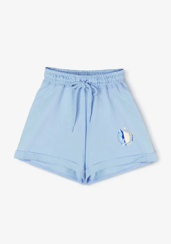 Conguitos Short Deportivo De Niña Liso Unicornio Celeste^ Shorts