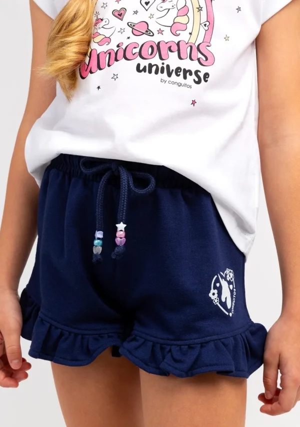 Conguitos Short Niña Felpa Unicornio Azul Marino^ Shorts