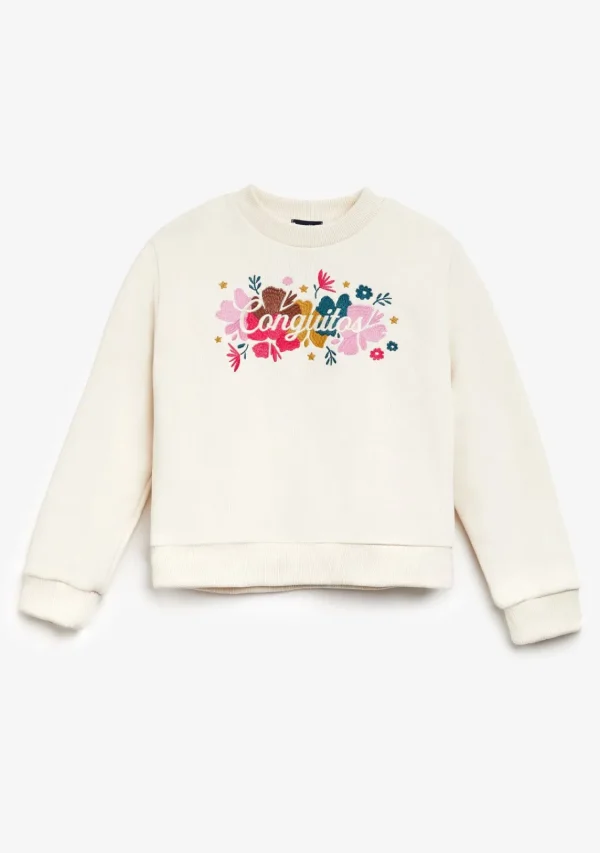 Conguitos Sudadera Bordado Flores Beige^ Sudaderas