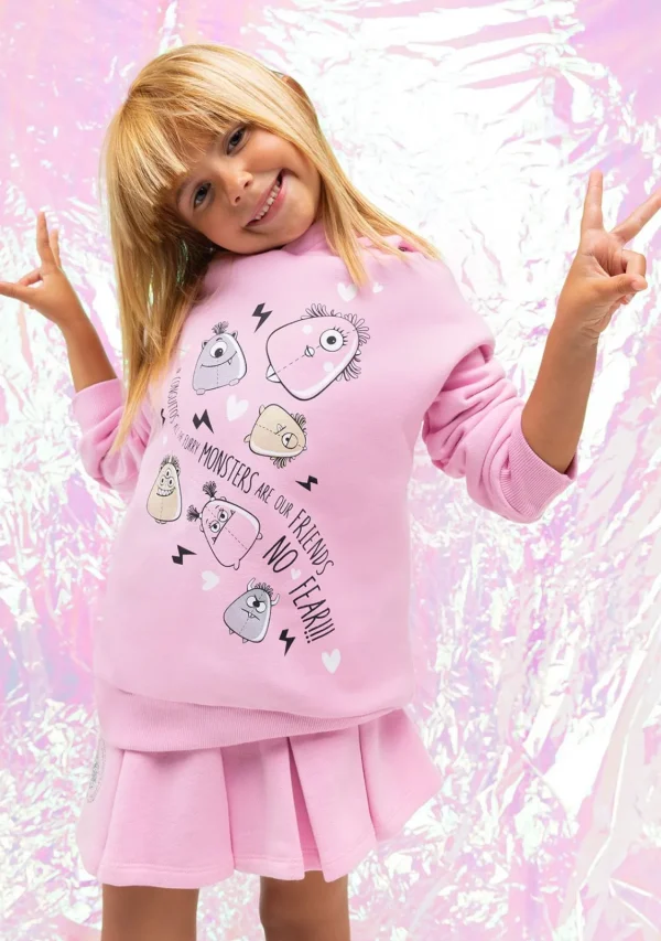 Conguitos Sudadera De Niña Capucha Monstruos Rosa^ Sudaderas