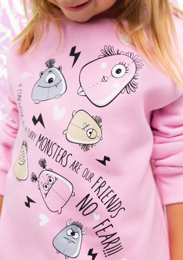 Conguitos Sudadera De Niña Capucha Monstruos Rosa^ Sudaderas