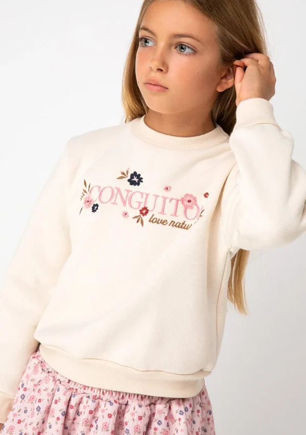 Conguitos Sudadera De Niña Flores Beige^ Sudaderas