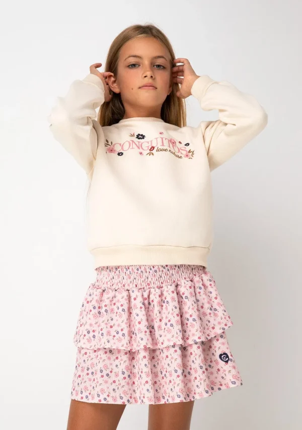 Conguitos Sudadera De Niña Flores Beige^ Sudaderas