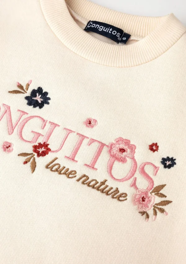 Conguitos Sudadera De Niña Flores Beige^ Sudaderas