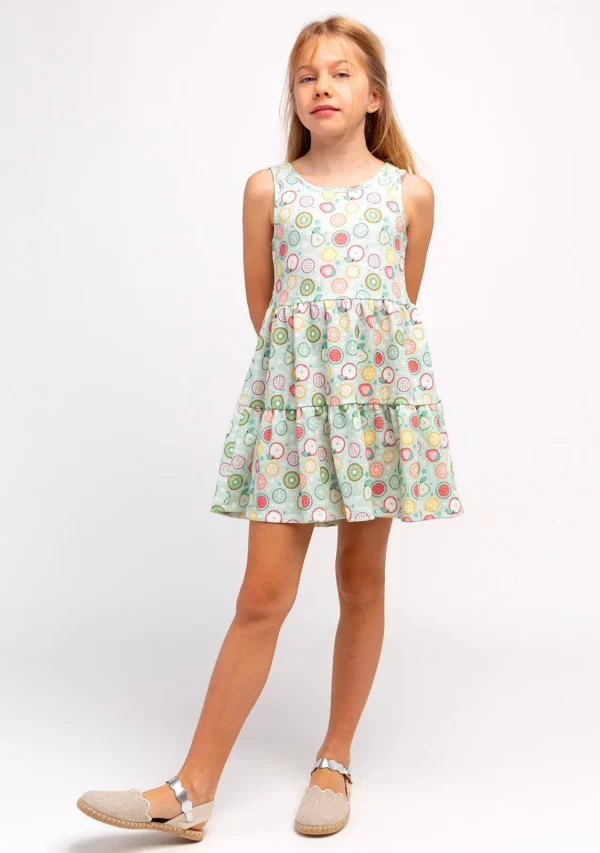 Conguitos Vestido Niña Estampado Frutas Menta^ Vestidos De Verano | Vestidos