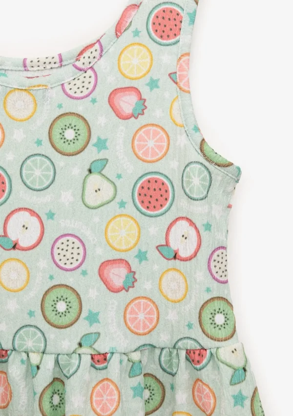Conguitos Vestido Niña Estampado Frutas Menta^ Vestidos De Verano | Vestidos