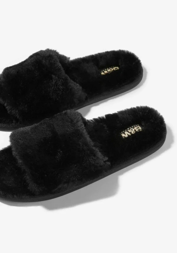 Conguitos Zapatilla De Casa Con Punta Abierta Negro^ Zapatillas De Casa | Zapatillas De Casa