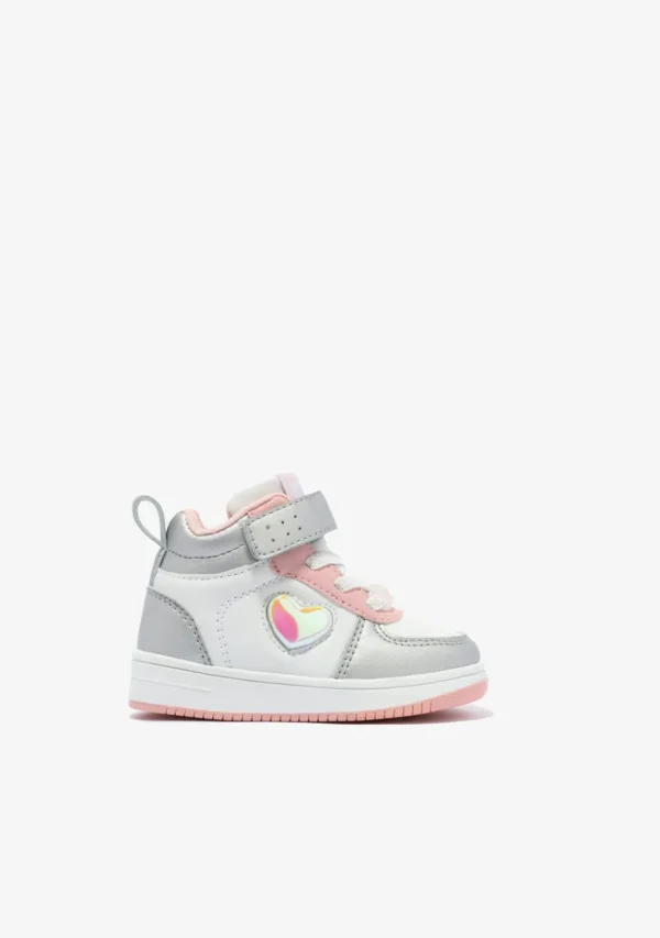 Conguitos Zapatillas Altas De Bebé Con Luz Corazón Plata^ Zapatillas Con Luces | Zapatillas