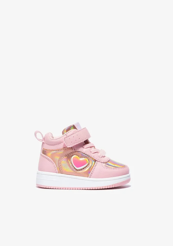 Conguitos Zapatillas Altas De Bebé Con Luz Corazón Rosa^ Zapatillas Con Luces | Zapatillas
