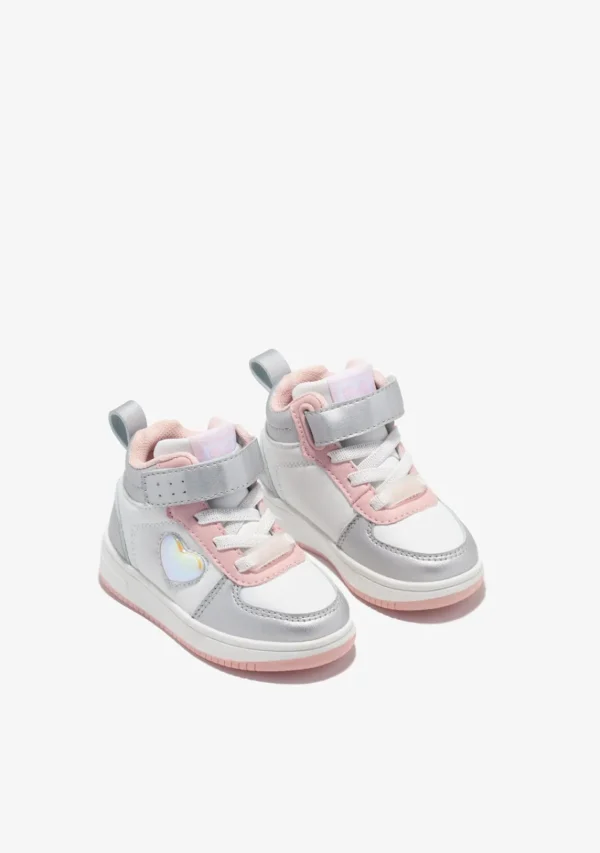 Conguitos Zapatillas Altas De Bebé Con Luz Corazón Plata^ Zapatillas Con Luces | Zapatillas