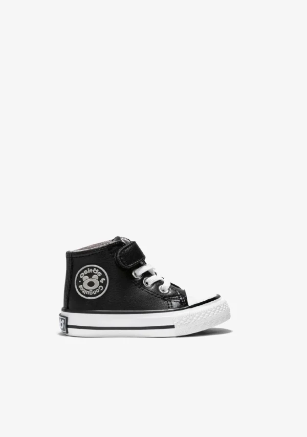 Conguitos Zapatillas Altas De Bebé Tira Adherente Napa Negro^ Zapatillas | Zapatillas