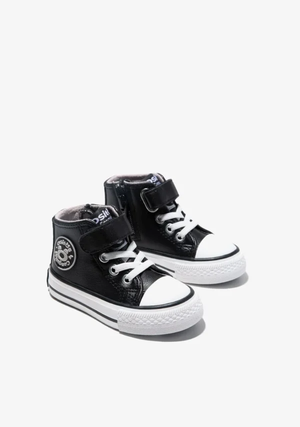Conguitos Zapatillas Altas De Bebé Tira Adherente Napa Negro^ Zapatillas | Zapatillas