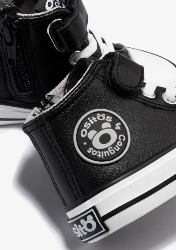 Conguitos Zapatillas Altas De Bebé Tira Adherente Napa Negro^ Zapatillas | Zapatillas