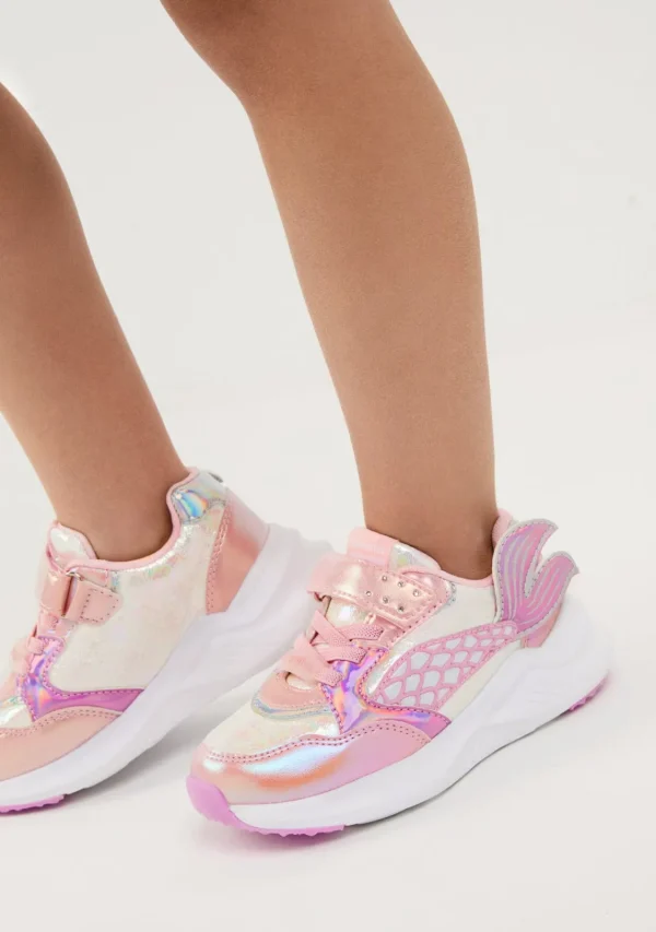Conguitos Zapatillas Sirena Elástico Con Luz Rosa^ Zapatillas Con Luces | Zapatillas